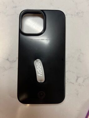 iPhone 13 Pro Max Loopy Case Black Phone Case with White Loop Grip